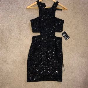 Black Cut Out Sequin Dress